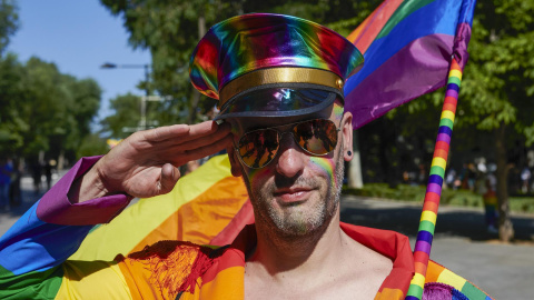 Vista de la manifestación del Orgullo 2022, que este sábado recorre las calles de Madrid bajo el lema “Frente al odio: visibilidad, orgullo y resiliencia”, con la ley trans y un pacto social contra los discursos de odio como principales reivindicaci