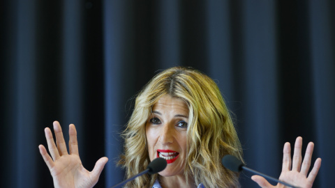 La vicepresidenta segunda y ministra de Trabajo y Economía Social, Yolanda Díaz, durante una intervención en Madrid el pasado 4 de julio de 2022.