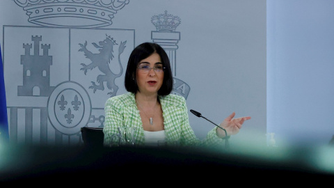 La ministra de Sanidad, Carolina Darias, comparece en rueda de prensa para informar de lo tratado en el Consejo Interterritorial de Salud, este miércoles en Madrid.