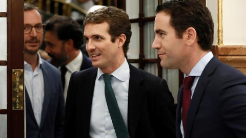 Pablo Casado y Teodoro García Egea, en el Congreso hace unos días. EFE/Mariscal