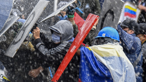 Manifestantes durante las protestas contra el Gobierno en Colombia del pasado 5 de mayo.