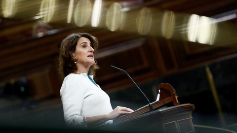 La ministra de Transición Energética y Medio Ambiente, Teresa Ribera, durante su intervención en el pleno del pleno celebrado hoy en el Congreso de los Diputados.EFE/Mariscal