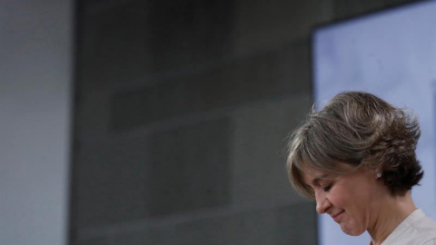 La ministra de Agricultura y Pesca, Alimentación y Medio Ambiente, Isabel García Tejerina, durante la rueda de prensa posterior a la reunión del Consejo de Ministros. (JUAN CARLOS HIDALGO | EFE)