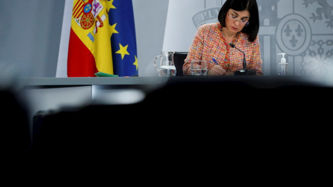 GRAF1106. MADRID (ESPAÑA), 24/03/2021.- La Ministra de Sanidad, Carolina Darias, ofrece una rueda de prensa para explicar los acuerdos del Consejo Interterritorial del Sistema Nacional de Salud, este miércoles en Madrid.