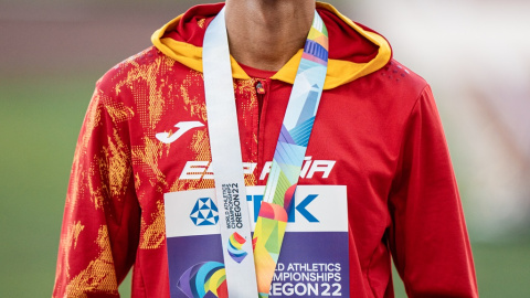 Mohamed Katir, del Equipo Español, medalla de bronce en la final de 1.500 metros durante el Campeonato del Mundo de atletismo al aire libre, a 19 de julio de 2022 en Eugene, Oregón, Estados Unidos.