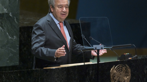 El Secretario General de la ONU, António Guterres, durante una conferencia de la organización en Nueva York, a 1 de agosto de 2022.