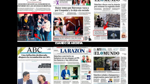 Portadas de El Mundo, La Razón y el ABC los días de apertura y archivo del "caso niñera".