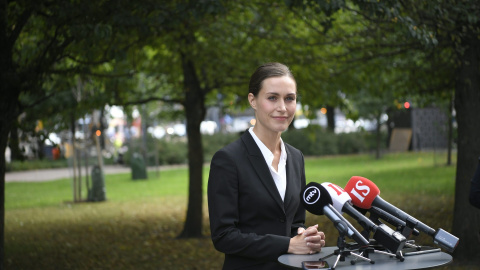 La primera ministra de Finlandia, Sanna Marin, durante una rueda de prensa en Helsinki, a 23 de agosto de 2022.