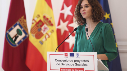 La presidenta de la Comunidad de Madrid, Isabel Díaz Ayuso, en un acto celebrado en la Casa de Correos de Madrid, a 19 de julio de 2022.