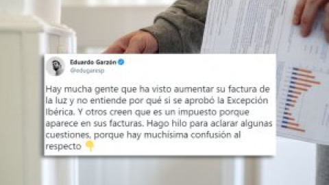 El hilo de Eduardo Garzón que explica el efecto de la excepción ibérica en el recibo de la luz: "Es un parche insuficiente, pero ha logrado reducir un 18%"