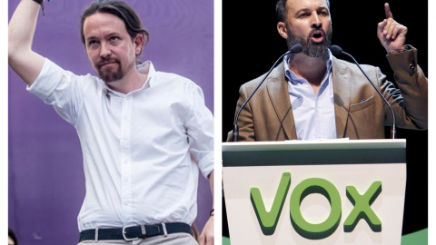 A la izquierda, el secretario general de Podemos, Pablo Iglesias. A la derecha, el líder de Vox, Santiago Abascal / EFE