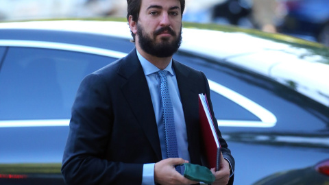 27/07/2022 El vicepresidente de la Junta de Castilla y León, Juan García-Gallardo, a su llegada a un desayuno informativo de Nueva Economía Fórum, en el Hotel Mandarin Oriental Ritz, a 9 de mayo de 2022, en Madrid