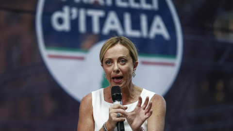 25/08/2022. La ultraderechista Giorgia Meloni en un acto de los Hermanos de Italia, en Roma, a 20 de julio de 2022.