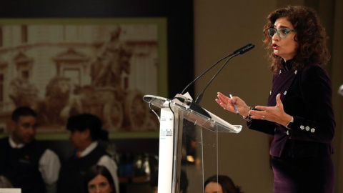 La ministra de Hacienda, María Jesús Montero, durante su intervención en el Foro Cinco Dias. EFE/Ballesteros