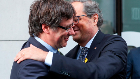 Imagen de archivo de Carles Puigdemont y Quim Torra en Bruselas/EFE