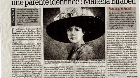 Artículo publicado en Francia sobre Renèe Lafont