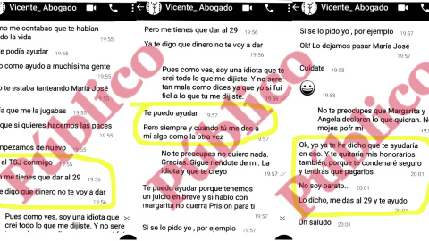 Whatsapps entre el abogado Vicente Coco Campaner y la testigo protegida del caso Cursach conocida como "la madame".