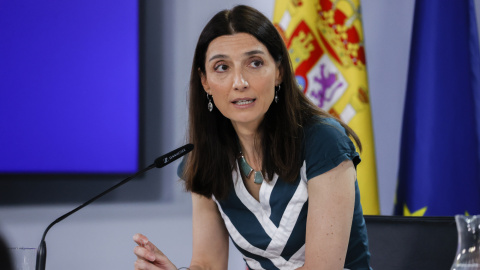 30/8/22 La ministra de Justicia, Pilar Llop durante la rueda de prensa tras el Consejo de Ministros celebrado en la Moncloa, a 30 de agosto de 2022.