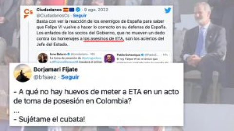 Ciudadanos borra un tuit que aplaudía al rey por "no plegarse a caprichos indigenistas" y lo cambian por otro que habla... de ETA