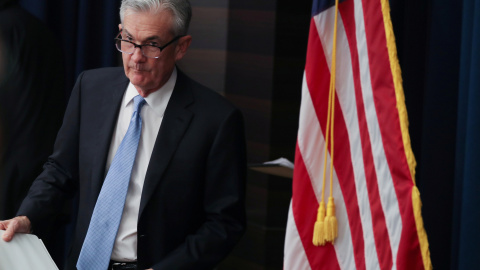 El presidente de la Fed, Jerome Powell, en la rueda de prensa posterior a la reunión del banco central de EEUU. REUTERS/Jonathan Ernst