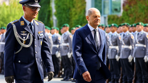 04/09/2022 El canciller alemán Olaf Scholz, en la ceremonia de bienvenida al primer ministro ucraniano, Denys Shmyhal