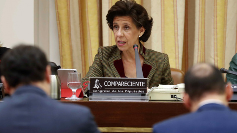 María José de la Fuente, presidenta del Tribunal de Cuentas, durante su comparecencia en la comisión del Congreso de los Diputadas. EFE/Chema Moya