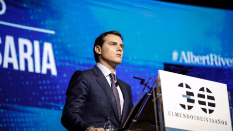 El presidente de Ciudadanos, Albert Rivera, en un foro organizado por el diario El Mundo este lunes.