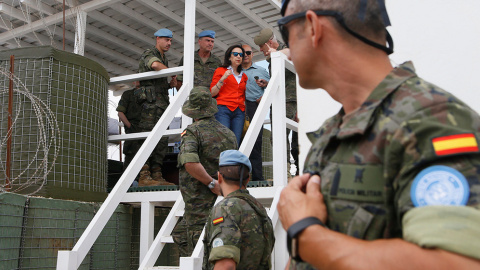 Imagen de la Ministra de Defensa, Margarita Robles, en un acto con militares. MINISTERIO DE DEFENSA