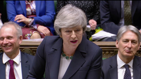 La primera ministra británica, Theresa May, en el Parlamento británico. /REUTERS