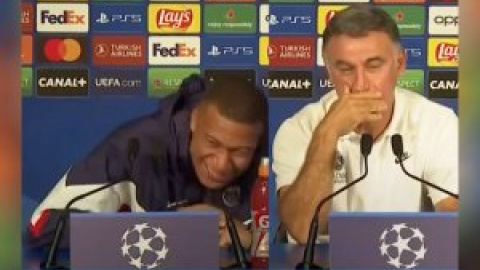 Las risas de Mbappé y el entrenador del PSG al preguntarles si viajarían en tren en vez de en avión privado: "Es de tener muy poca vergüenza"