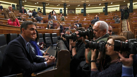 Pedro Sánchez en el Congreso de los Diputados durante el debate de totalidad de los Presupuestos.  REUTERS/Sergio Perez