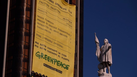 Pancarta de Colón. Greenpeace