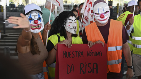 Protesta en el aeropuerto Adolfo Suárez Madrid-Barajas en el primer día de huelga de los TCP de Iberia Express, a 28 de agosto de 2022.