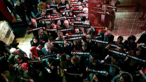 L'acte en solidaritat a Forcadell que s'ha fet a Madrid. EFE / Zipi