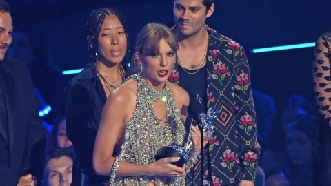 28/8/22 Taylor Swift durante su discurso de aceptación, en los MTV Video Music Awards, a 28 de agosto de 2022.