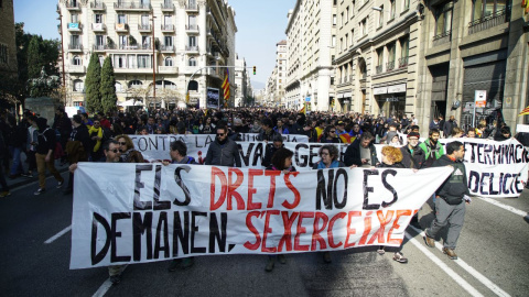 Manifestació dels CDR a la Via Laietana de Barcelona aquest matí. Joel Kashila