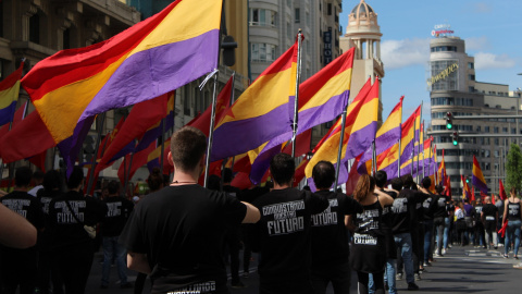 Imagen de la manifestación conmemorativa de la II República. 14/04/2019. PAOLA ARAGÓN