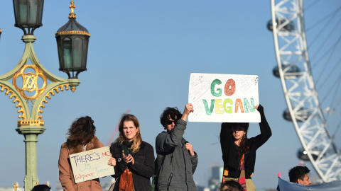 Manifestantes salen a la calle en Londres para reclamar medidas contra el Cambio Climático. EFE/Facundo Arrizabalaga