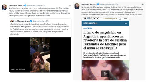 Herman Terch llegó a calificar el atentado contra Fernández de Kirchner "teatrillo kirchnerista" y "atentado fake"