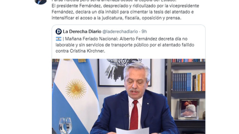 Herman Terch llegó a calificar el atentado contra Fernández de Kirchner "farsa ridícula"