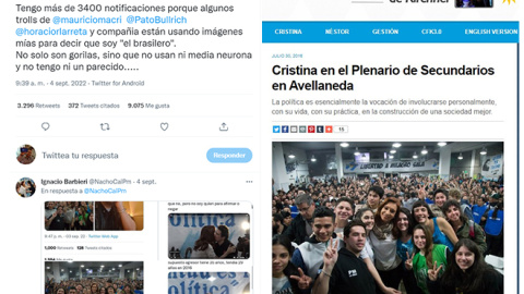 Publicaciones con imágenes de un joven de 16 años junto a Cristina Kirchner que afirman que es el agresor de 35 años. Era un bulo