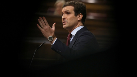 El presidente del PP, Pablo Casado, en el Congreso de los Diputados. REUTERS/Susana Vera