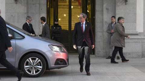 Quim Torra abandona la sede del Tribunal Supremo. (ALEJANDRO GARCÍA | EFE)