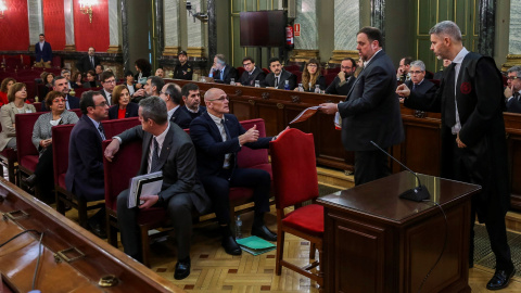 Los doce líderes independentistas acusados por el proceso soberanista catalán./EFE