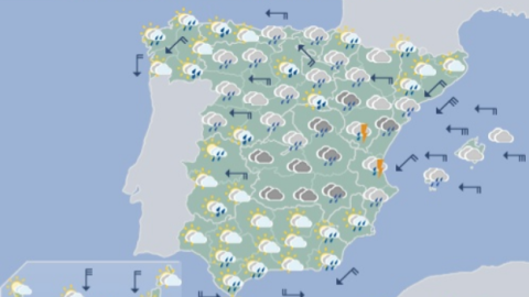 Mapa significativo elaborado por la AEMET el válido para el 19/04/2019 de 00 a 12 horas | EFE/ Aemet