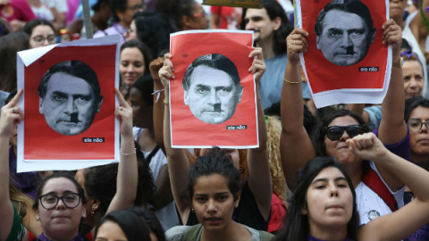 Manifestación de mujeres brasileñas contra la elección como presidente del ultraderechista Jair Bolsonaro. / EFE