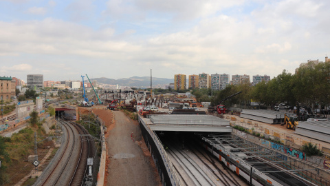 Obres de la futura estació de la Sagrera.