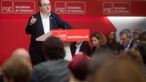 El primer secretario del PSC, Miquel Iceta, durante un Consell Nacional extraordinario del PSC para valorar el adelanto electoral de las generales al 28 de abril. EFE/Marta Pérez