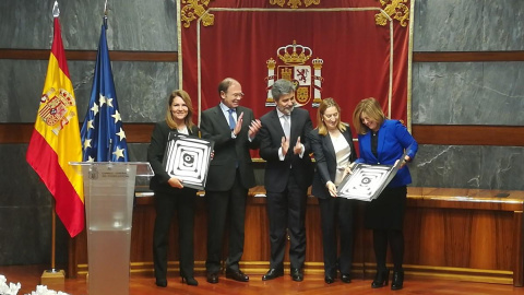 El presidente del Tribunal Supremo y del CGPJ, Carlos Lesmes, durante la entrega de los premios del Observatorio contra la Violencia Doméstica y de Género. E.P.