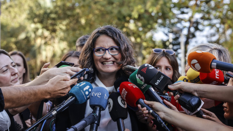 Mónica Oltra ofrece declaraciones a los medios a su llegada a la Ciudad de la Justicia de Valencia, a 19 de septiembre de 2022, en València.